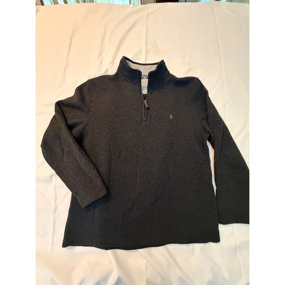 IZOD Mens XL Quarter Zip Pullover Sweater Charcoal Gray Heather Fleece Lined